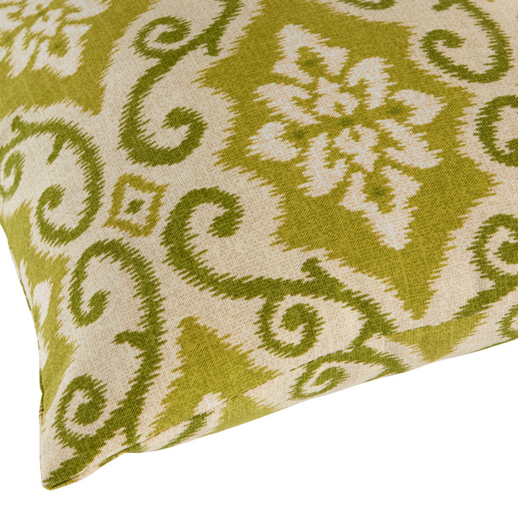 Shoreham Green Ikat 17" Square Outdoor Throw Pillow Set