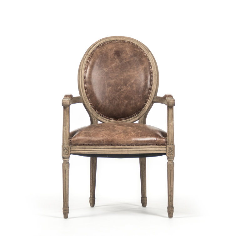 Arvidson Brown Faux Leather and Oak Armchair