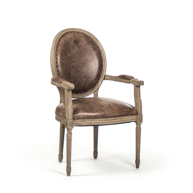 Arvidson Brown Faux Leather and Oak Armchair