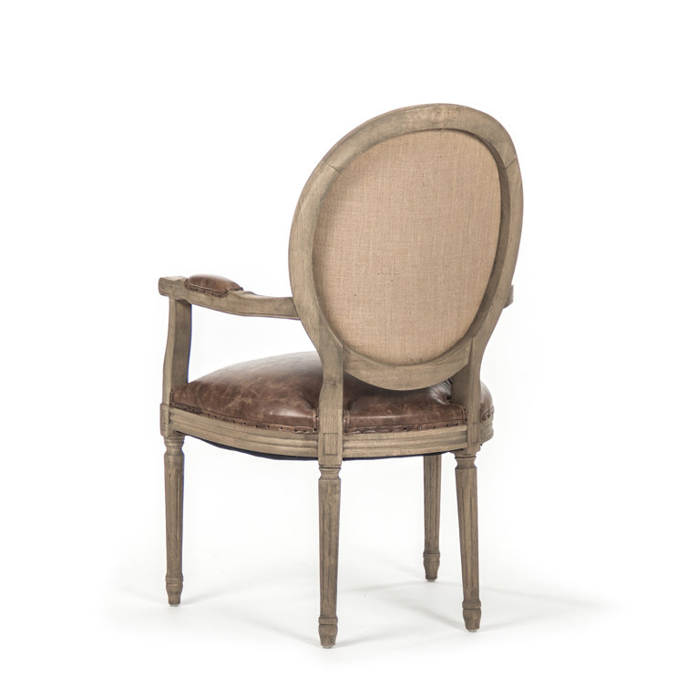 Arvidson Brown Faux Leather and Oak Armchair