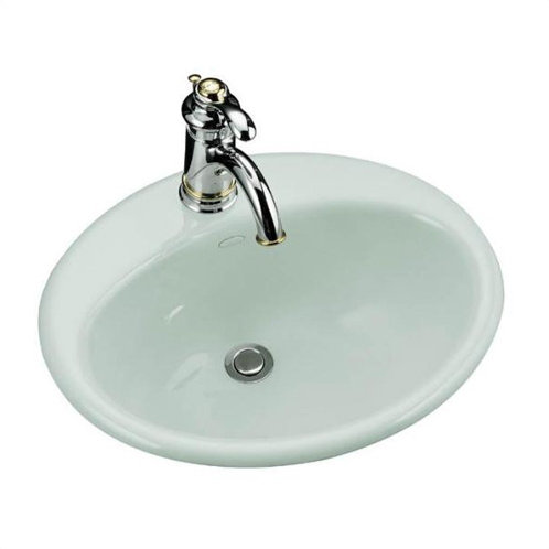 Farmington White Cast Iron Oval Drop-In Bathroom Sink