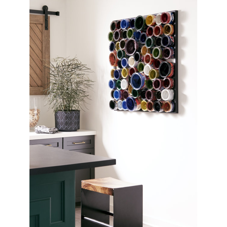 Large Multicolor Recycled Paint Can Wall Art