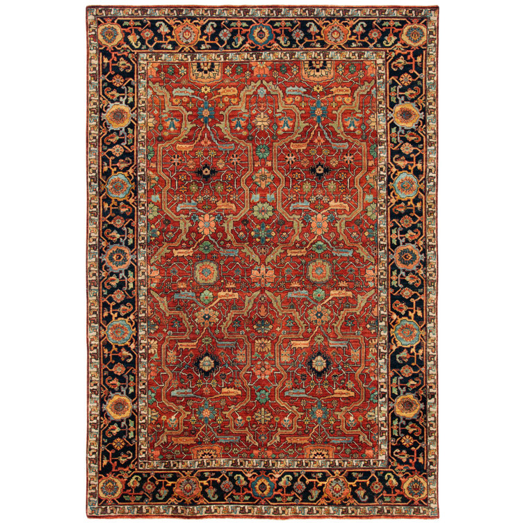Vintage Red Hand-Knotted Wool 6' x 9' Area Rug