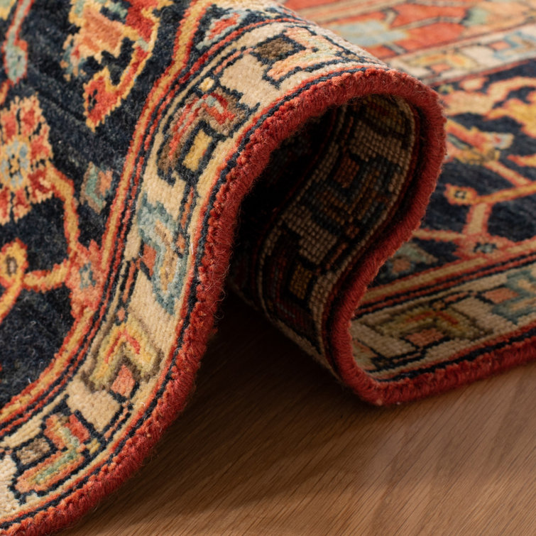 Vintage Red Hand-Knotted Wool 6' x 9' Area Rug