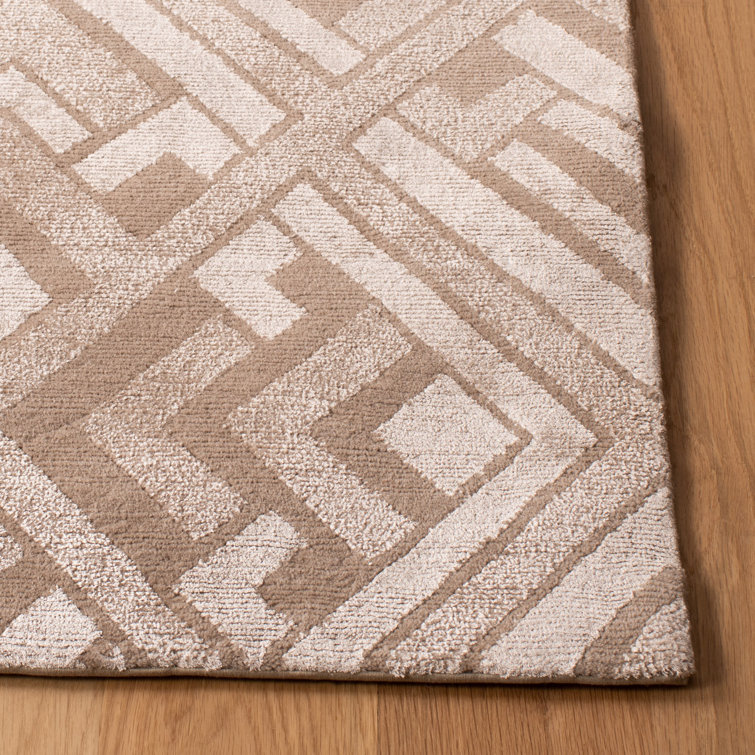 Bronze Geometric Hand-Knotted Wool and Viscose Rug, 8' x 10'