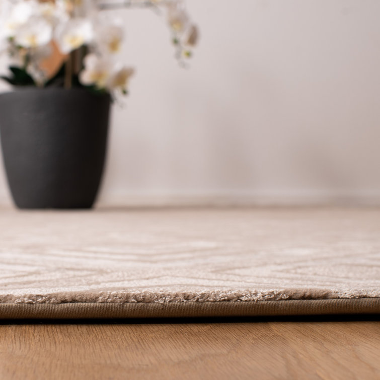 Bronze Geometric Hand-Knotted Wool and Viscose Rug, 8' x 10'
