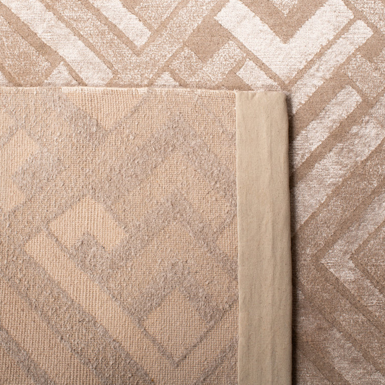 Bronze Geometric Hand-Knotted Wool and Viscose Rug, 8' x 10'