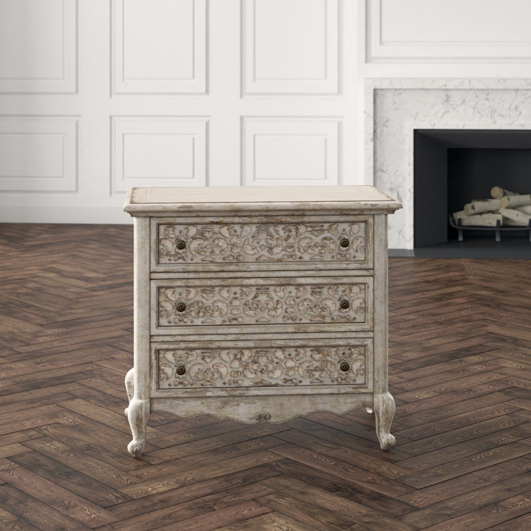 Chatelet Beige 3-Drawer Traditional Nightstand