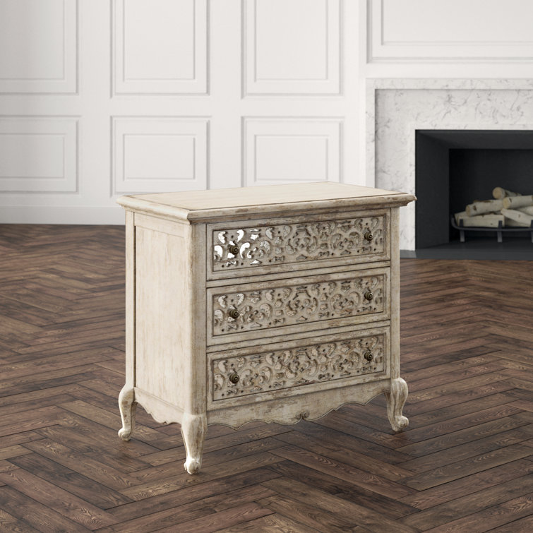 Chatelet Beige 3-Drawer Traditional Nightstand
