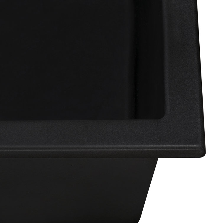 Midnight Black Granite Composite Undermount Single Bowl Kitchen Sink