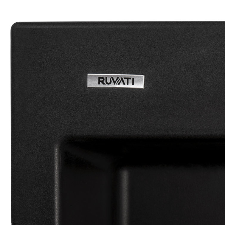 Midnight Black Granite Composite Drop-In Kitchen Sink