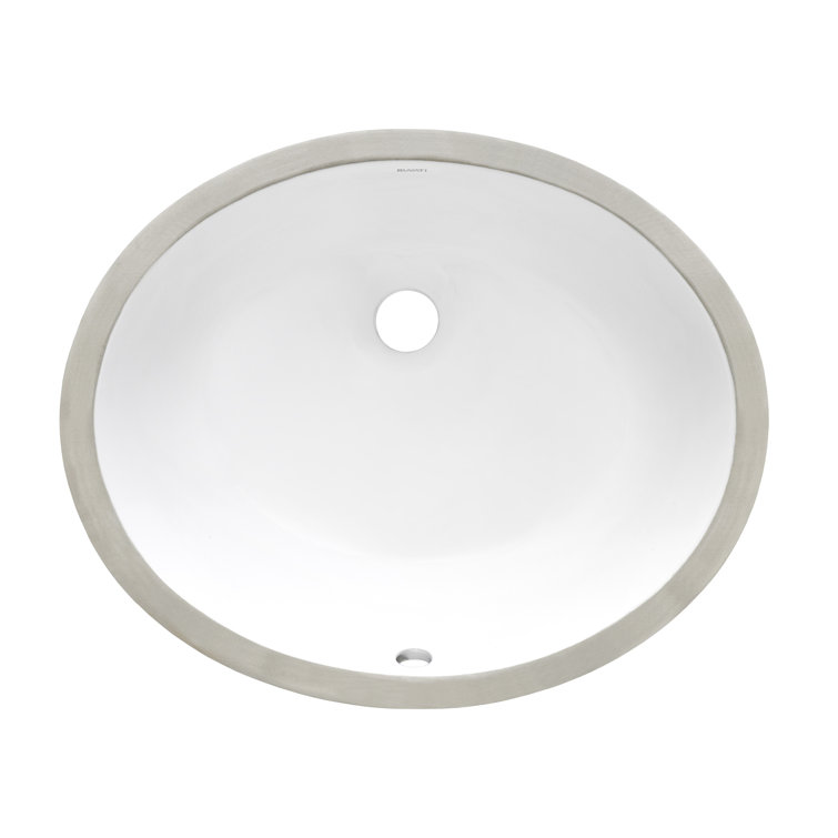 White Oval Ceramic Undermount Bathroom Vanity Sink with Overflow