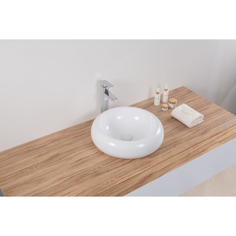 Ruvati 18" White Ceramic Round Above-Counter Vessel Sink