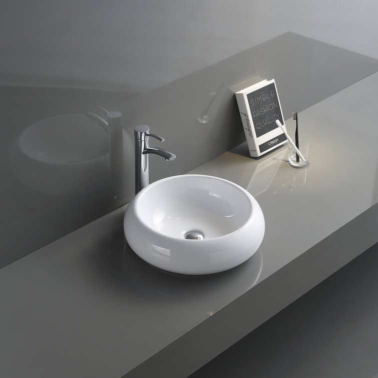 Ruvati 18" White Ceramic Round Above-Counter Vessel Sink