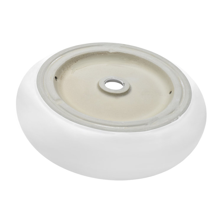 Ruvati 12" Round White Ceramic Above-Counter Vessel Sink