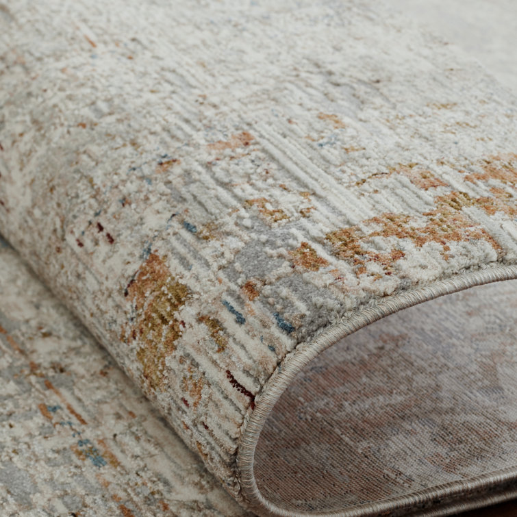 Gray Abstract Hand-knotted Viscose Area Rug 7'9" x 10'