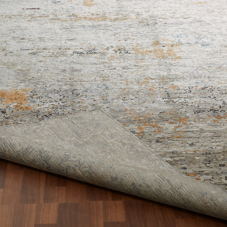 Gray Abstract Hand-knotted Viscose Area Rug 7'9" x 10'