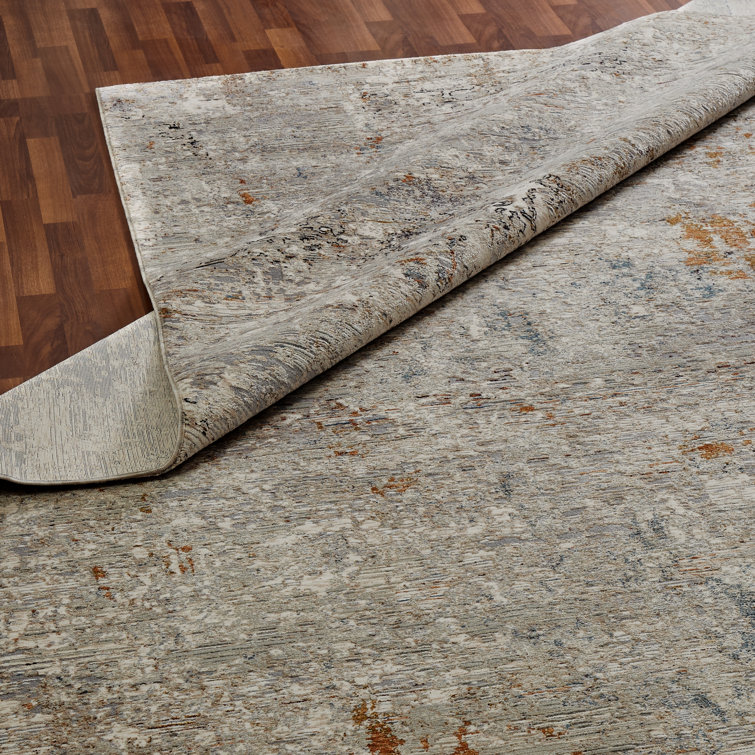 Gray Abstract Hand-knotted Viscose Area Rug 7'9" x 10'