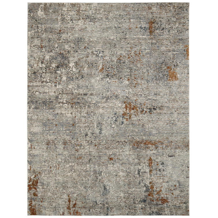Gray Abstract Hand-knotted Viscose Area Rug 7'9" x 10'