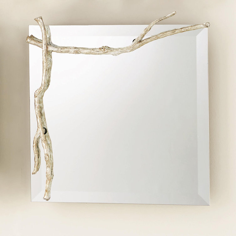 Rectangular Frameless Silver Leaf Twig Mirror