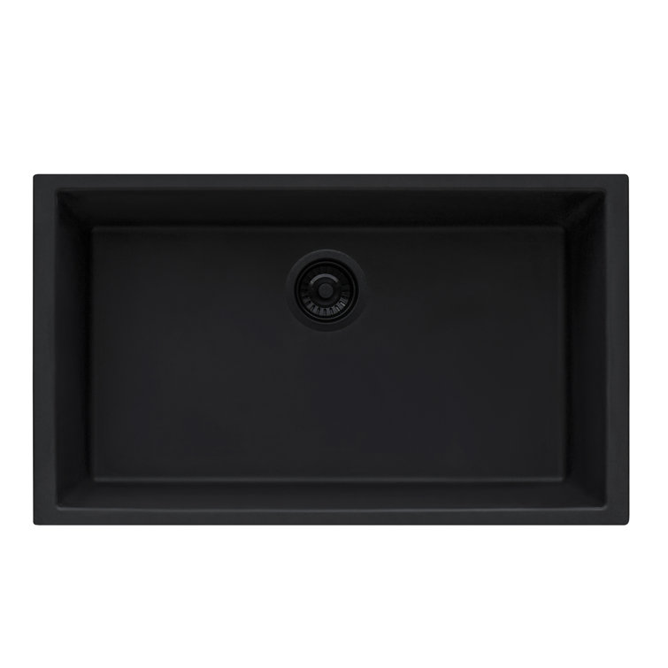 Midnight Black Granite Composite Undermount Single Bowl Kitchen Sink