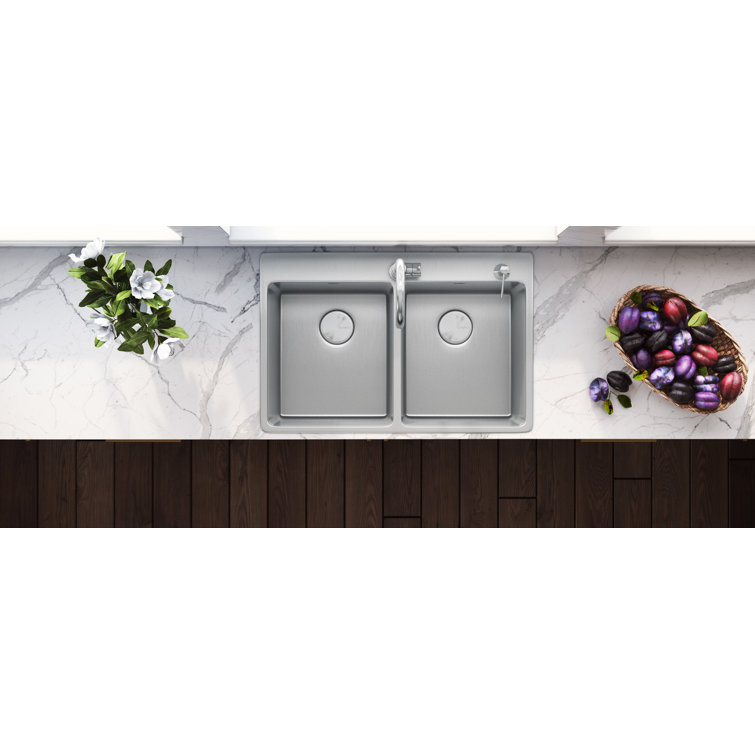 Ruvati 37" Stainless Steel Double Bowl Drop-In Kitchen Sink