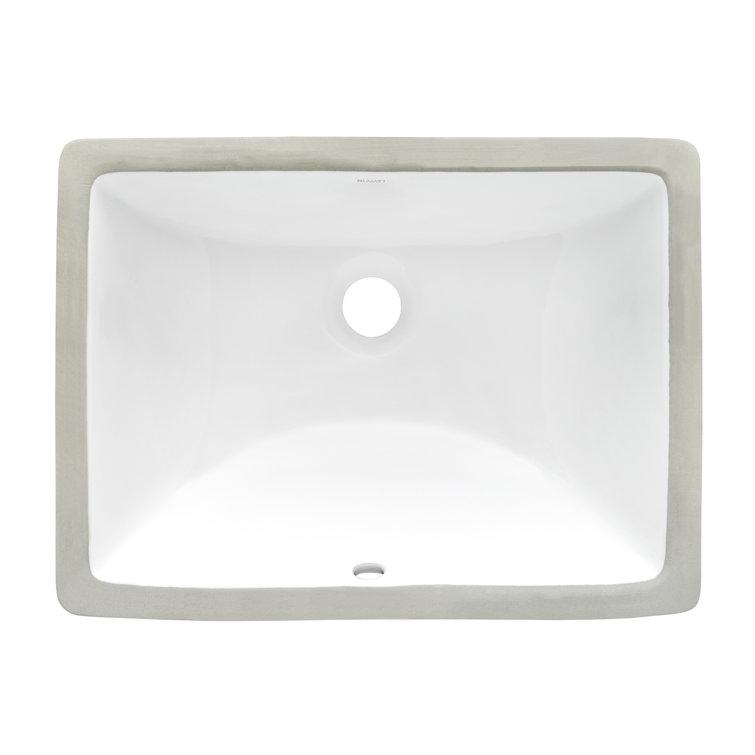 Ruvati White Rectangular Ceramic Undermount Bathroom Sink with Overflow