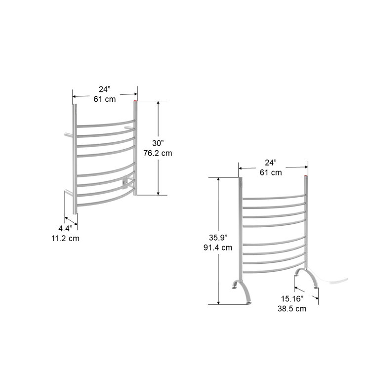 Polished Stainless Steel Wall Mounted 8-Bar Towel Warmer