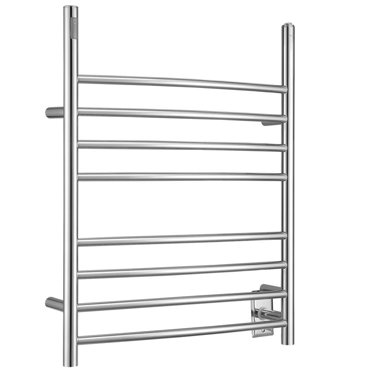 Polished Stainless Steel Wall Mounted 8-Bar Towel Warmer