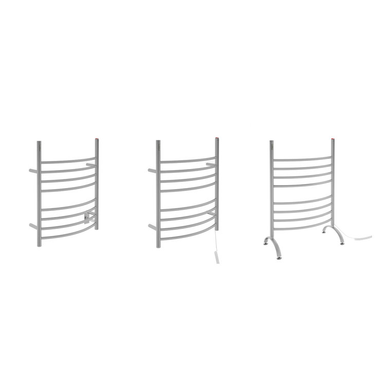 Brushed Stainless Steel 8-Bar Wall Mounted Towel Warmer