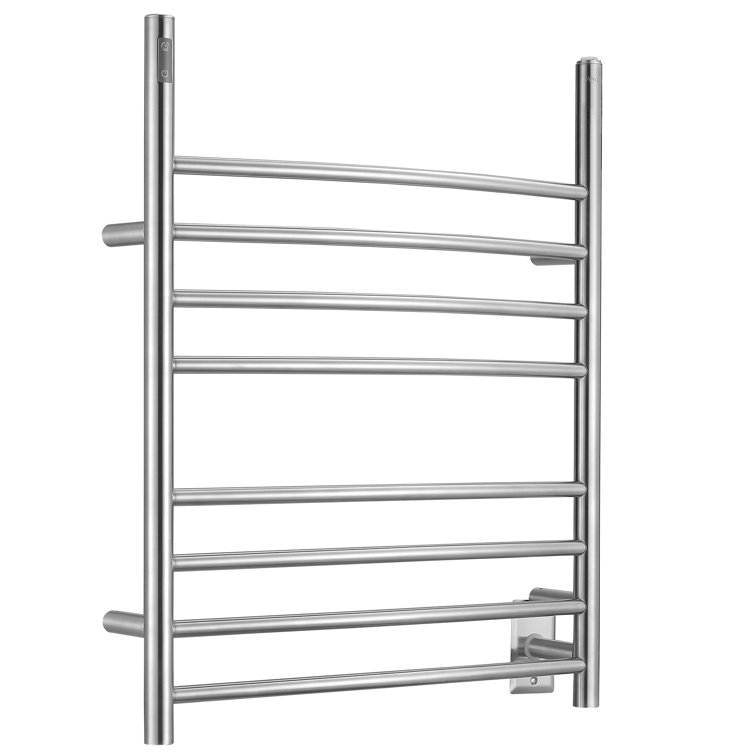 Brushed Stainless Steel 8-Bar Wall Mounted Towel Warmer