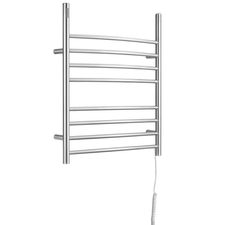 Brushed Stainless Steel 8-Bar Wall Mounted Towel Warmer