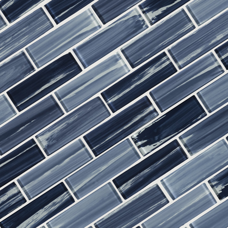 Oceania Azul 12x12 Glass Subway Mosaic Tile