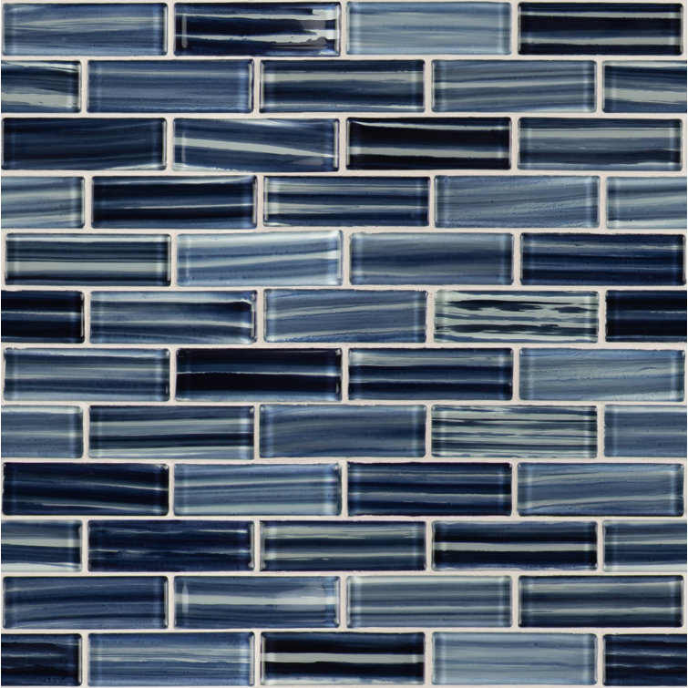 Oceania Azul 12x12 Glass Subway Mosaic Tile