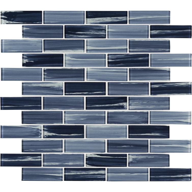 Oceania Azul 12x12 Glass Subway Mosaic Tile