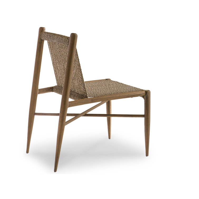 Montauk Praline Teak Wood Ladder Back Upholstered Side Chair