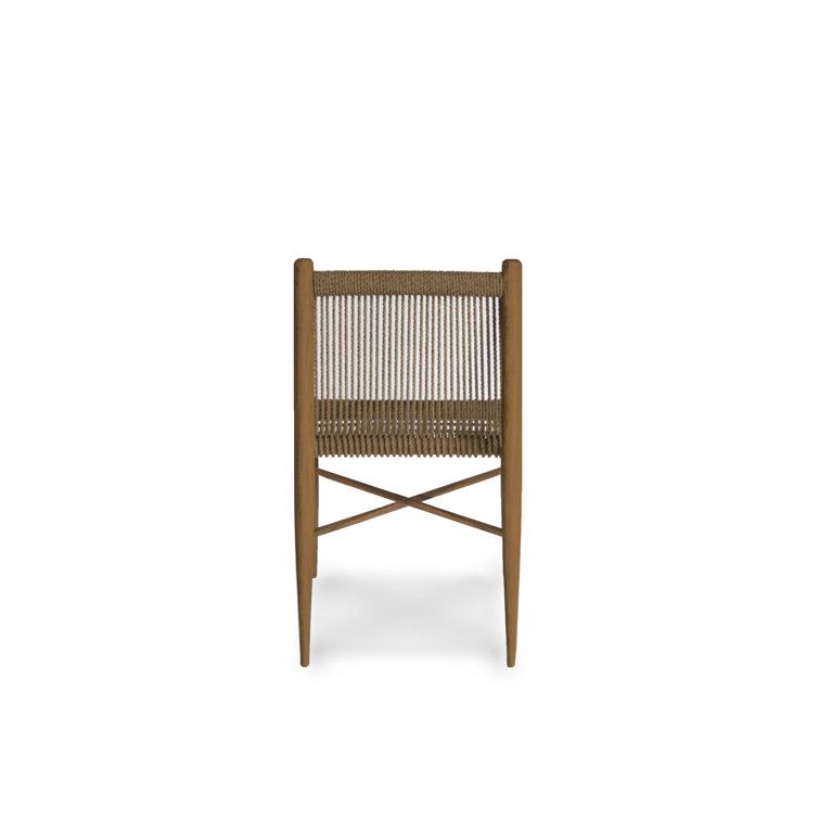 Montauk Praline Teak Wood Ladder Back Upholstered Side Chair