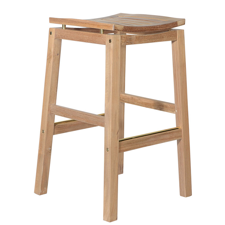 Winston Natural Teak Backless Outdoor Bar Stool