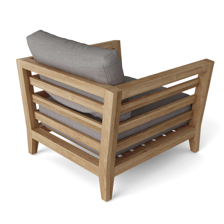 Cordoba Teak and Gray Cushioned Outdoor Lounge Chair