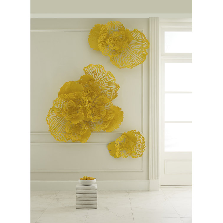 Small Yellow Metal Flower Wall Art Decor
