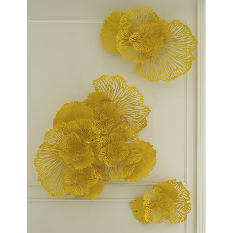 Small Yellow Metal Flower Wall Art Decor
