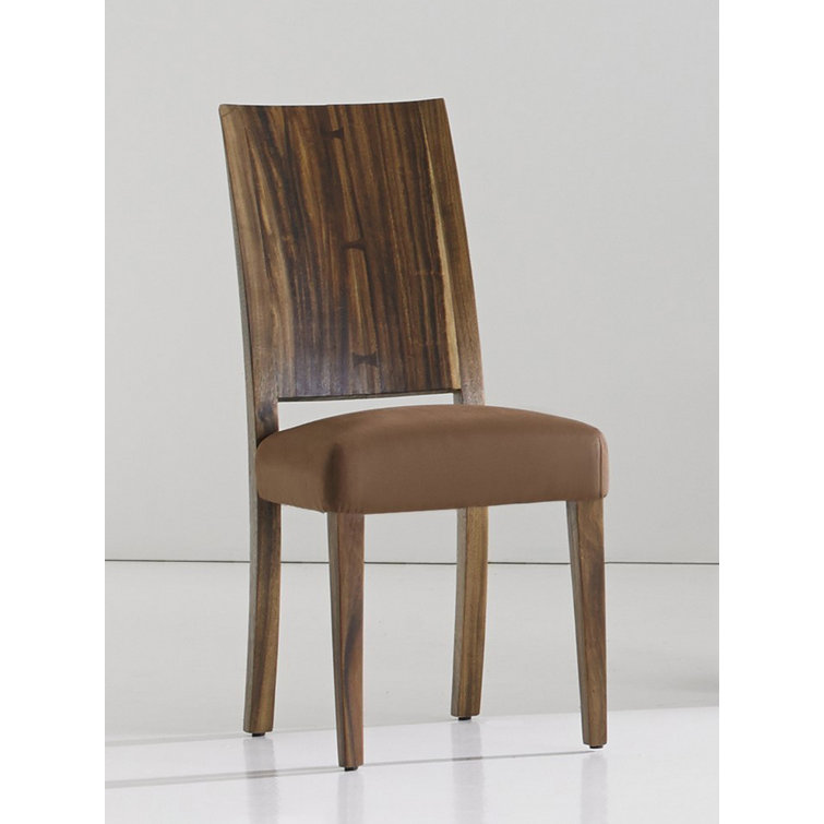 Contemporary High Back Brown Chamcha Wood Side Chair