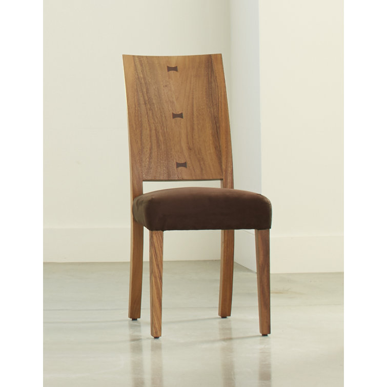Contemporary High Back Brown Chamcha Wood Side Chair