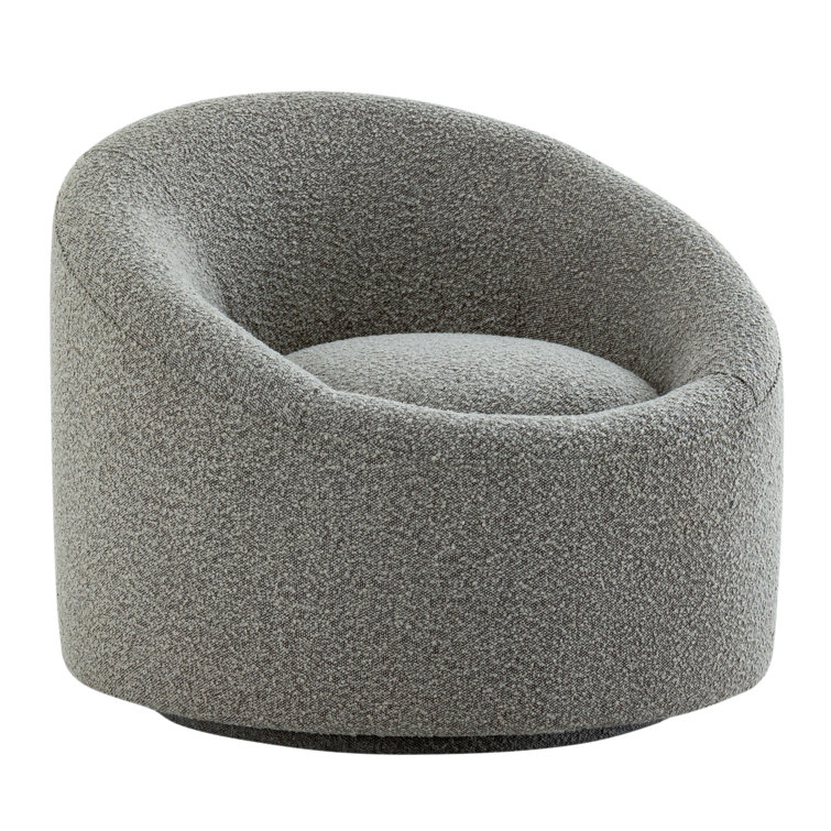 Sienna Modern Gray Swivel Armchair with Solid Wood Frame