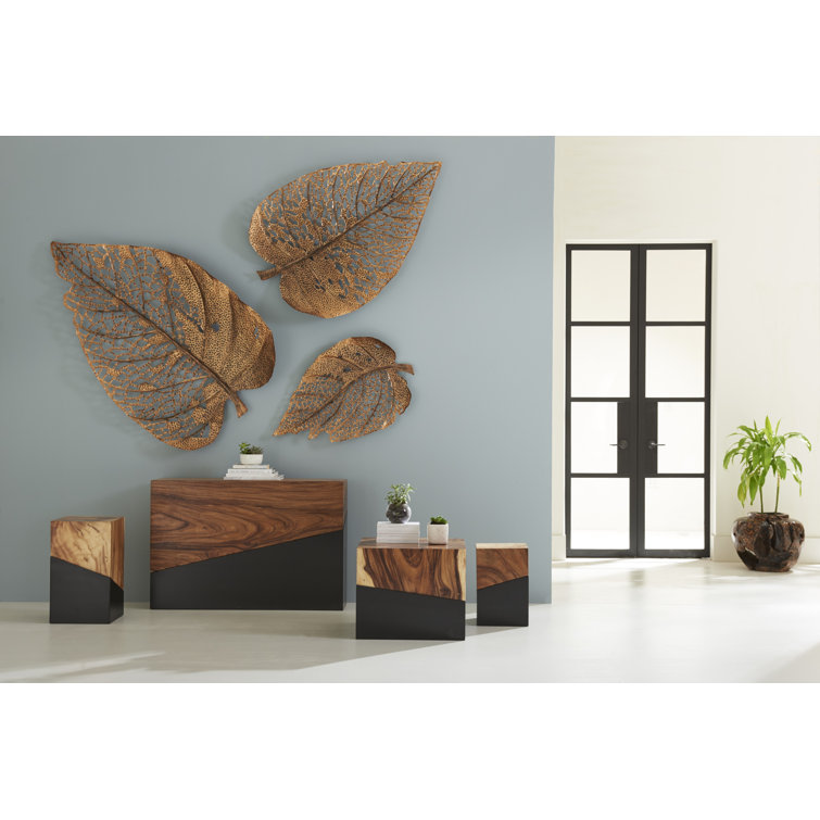 Copper Patina Hand-Cut Metal Birch Leaf Wall Sculpture