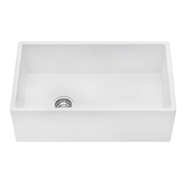 30-Inch Glossy White Fireclay Farmhouse Kitchen Sink