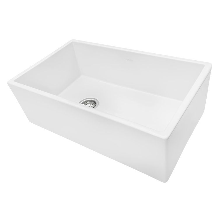 30-Inch Glossy White Fireclay Farmhouse Kitchen Sink