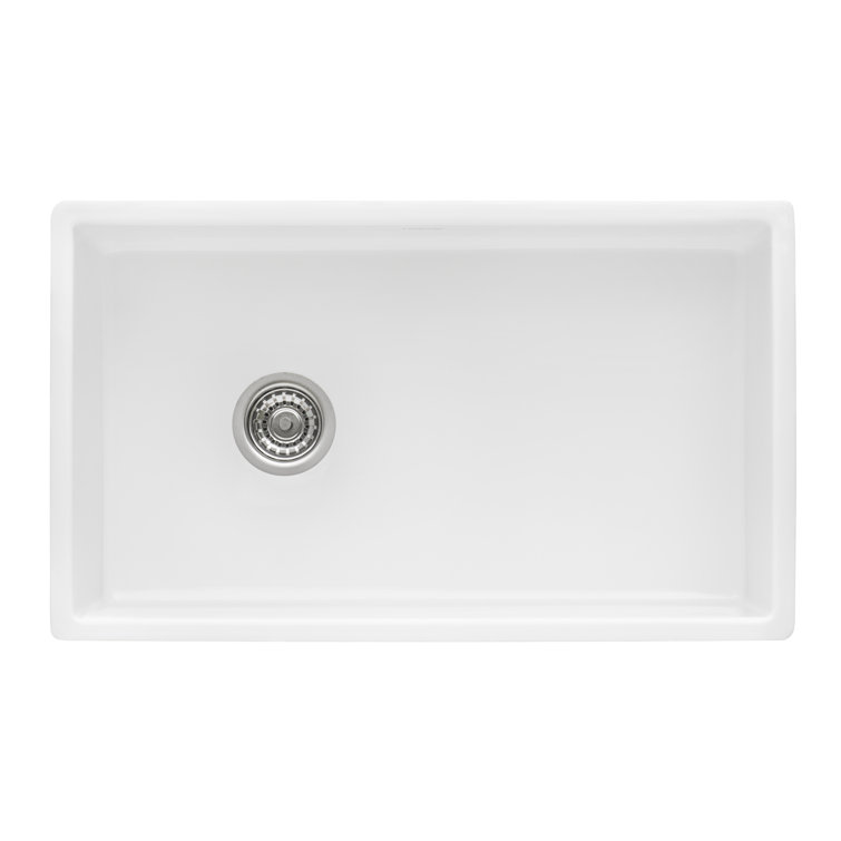 30-Inch Glossy White Fireclay Farmhouse Kitchen Sink