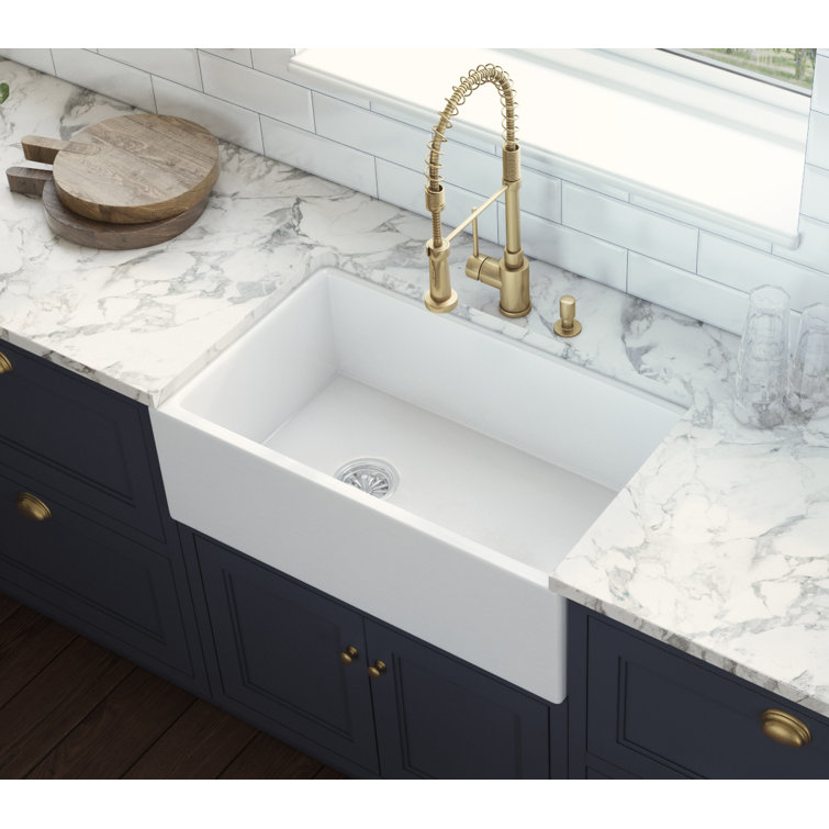 30-Inch Glossy White Fireclay Farmhouse Kitchen Sink