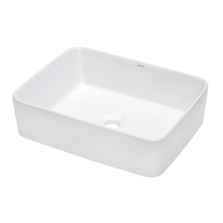 Ruvati 19'' White Ceramic Rectangular Above-Counter Vessel Sink